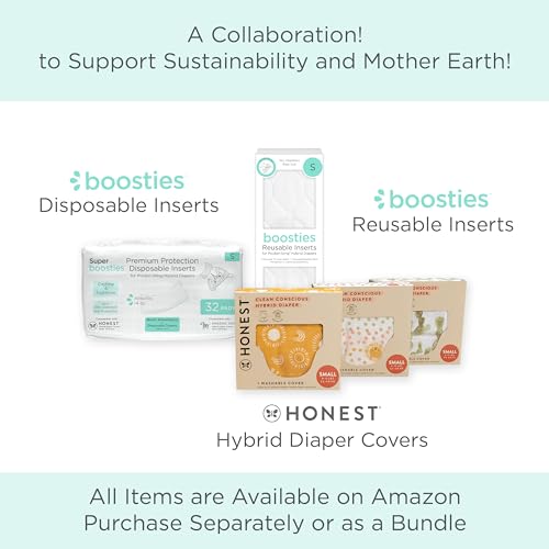 Image of Overnight Diaper Leak Stopper, Super Boosties Disposable Inserts, Use with Pampers Sizes 2-6, Honest Hybrid Diaper Cover Sz Small, Amazing Baby Cover Sz 2, Pocket-Sling Compatible, 4.3x11 in, 32 count