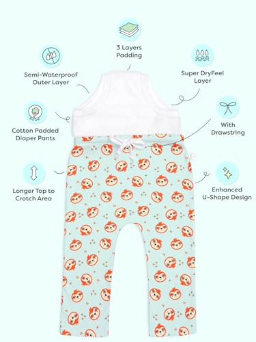 Image of superbottoms Diaper Pants | Cotton Baby Cotton Pants with Attached Padded Underwear | Ideal for Diaper-Free Time, Outings & Potty Training | Unisex | Soft Fit