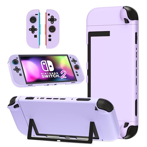 GLDRAM Purple Case Compatible with Nintendo Switch 2 (2025), Durable PC Protective Case + Detachable PC Joycon Cover, Hardshell Shock & Scratch Skin Protector for Cute Girls