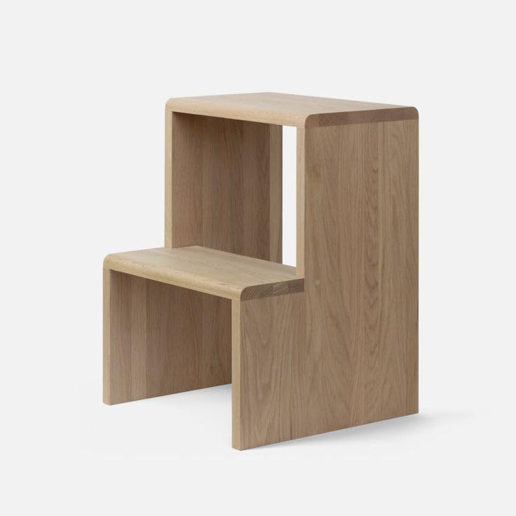 Modern Wooden Step Stool, 2-Tier Design, Natural Oak Finish-image-14