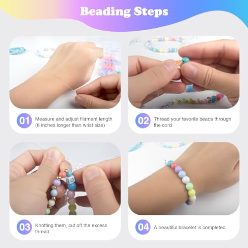 SUTOUG 1570+pcs Acrylic Beads Set for Threading, 6 mm/8 mm Colourful Round Craft Beads, with Letter Beads for Bracelets, Necklaces, Earrings, Jewellery Making, DIY Pendant Charms Kit — view 3