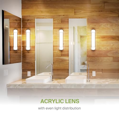 Image of ASD LED 30 inch Vanity Flush Mount Light Fixture, Linear Bathroom Lighting Bar | 3CCT, Dimmable, Energy Star, ETL Listed | 28W 2425LM 3000-5000K 120V | Long Bath Wall Sconce Over Mirror | Nickel, 4 Pack