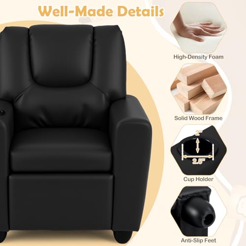 Image of Costzon Kids Recliner Chair with Cup Holder, Toddler Adjustable Lounge Chair w /Footrest for Boys Girls Room, Ergonomic Baby Child Furniture Sofa for Age 3+ Gifts, Kids Mini Recliner up to 150 lbs