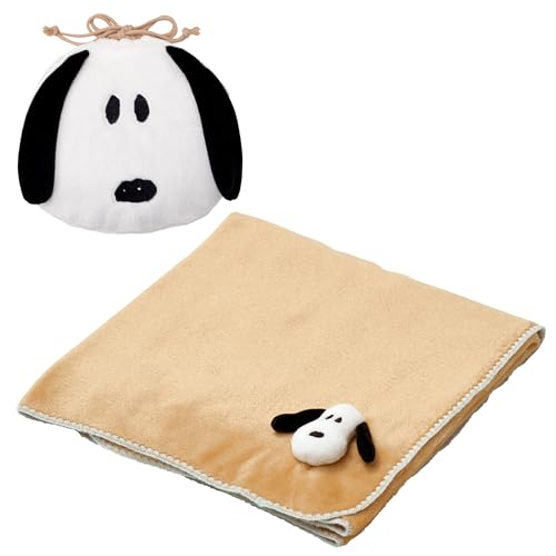 nishikawa【西川】 スヌーピー ⼱着付きブランケット 100X70cm 洗える フェイス 立体ワッペン付き ブラウン FQ95507605 PN5652BD