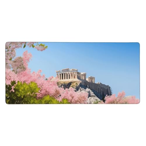 Alfombrilla De Ratón （1200 x 600 x 3 mm） Edificio Antiguo Alfombrilla De Ratón Extendida De Gran con Base De Goma Antideslizante, Mejora La Precisión Y La Velocidad, Lavable, para Gamers, Pc N2878