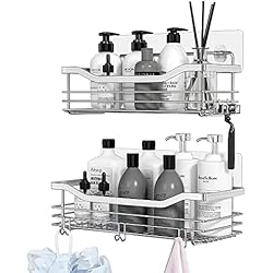 Estanteria Ducha Lidl Orimade Adhesivo Estantes Cesta para Ducha con 5 Ganchos para Colgar Esponjas y Cuchillas Estanteria Organizador Baño SUS304 Acero Inoxidable Sin Taladro Plata