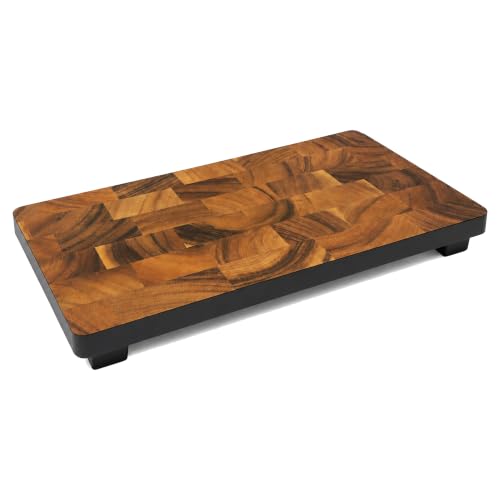 Image of Woodard & Charles Raised Acacia Wood Serving Tray, 16 inch x 8 inch x 1.75 inch 16 Pack | Platform Serving Tray with Feet; Serve Cheese, Charcuterie, Sushi, Appetizers, Small Bites at Home, Parties, Catering Events