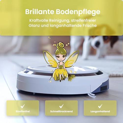 Mrs. SHINY - Wischroboter Reinigungsmittel mit Frischeduft - streifenfreie Sauberkeit & schnelles Trocknen - Bodenreiniger Wischroboter - Kompatibel mit allen Saugwischern - 750ml (Zitrone) 2