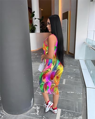 Image of Nimsruc Women Casual Sexy Tank Top Bodycon Dress Summer Pencil Sleeveless Basic Midi Club Dresses