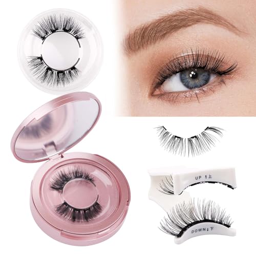 Fadlash Pestañas Postizas Kit Magneticas 2 Pares Pestañas Magnéticas Reutilizables 3D Kit de Pestañas Magneticas Duales Con Clip,Impermeable no Requiere Pegamento (DWSP+N07)