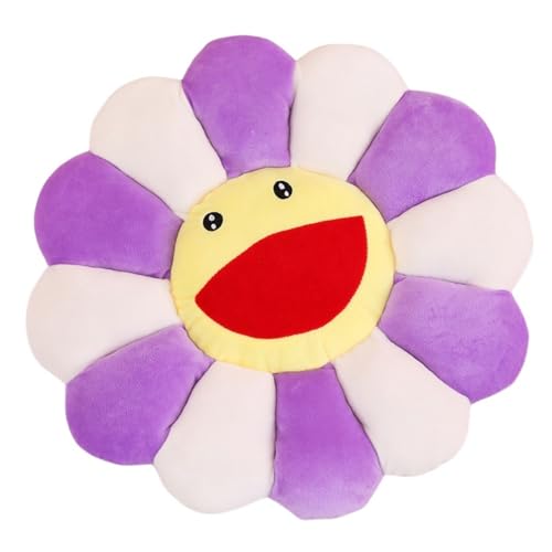 Unlnsiy ぬいぐるみクッション、ひまわり枕ソフトで快適なひまわりスマイルクッション寝室ショップレストランの装飾 - カラフルなひまわり枕スマイリーフェイス表情太陽の花びらぬいぐるみクッションオフィスソファクッション枕 (D,43CM)