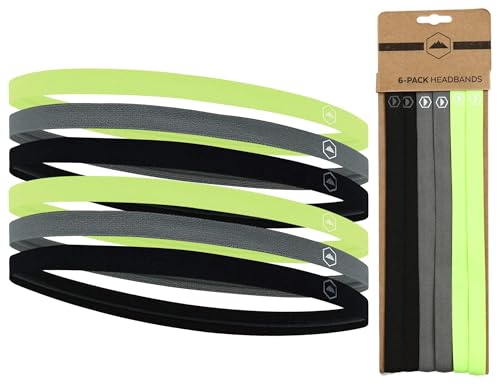 Tuff huvudbonad tunna elastiska sportpannband för kvinnor och män, träning, löpning, fotboll pannband - svart, grå, gul