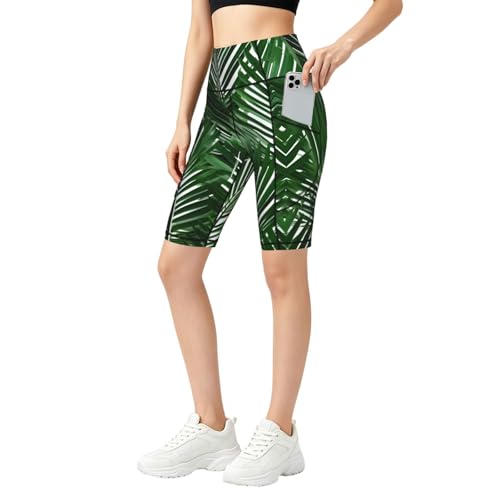 Legging de yoga doux taille haute femme pantalon sport imprimé palmiers