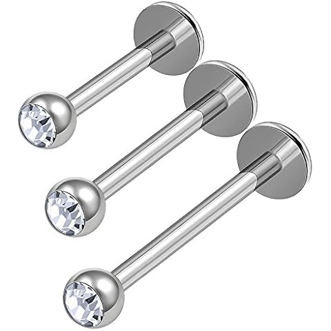 3Pcs Surgical Steel Labret Studs Piercing Jewelry Cover