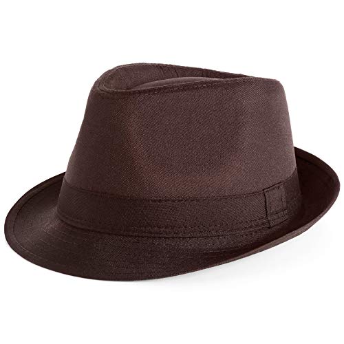PORSYOND Chapeau Fedora en Feutre Hiver Chapeau Panama pour Homme Femmes avec Ceinture Décorative (B-Brun, Tissu) Cover