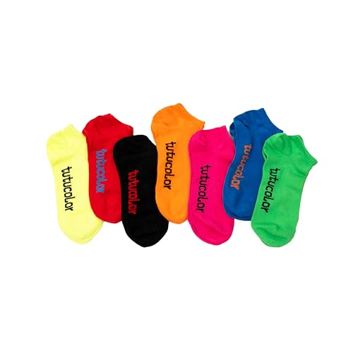 Image of 7 Pack Colourful Socks for a Week, Rainbow 7 pack, Yellow, Red, Orange, Black, Pink, Blue, Green, One Size