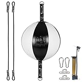InnoLife Double End Punching Ball Striking Punching Bag Kit, Speed Striking Reflex Kit with Bungee Cords Perfect for Reaction, Agility, and Hand Eye Coordination Training (Black & White)