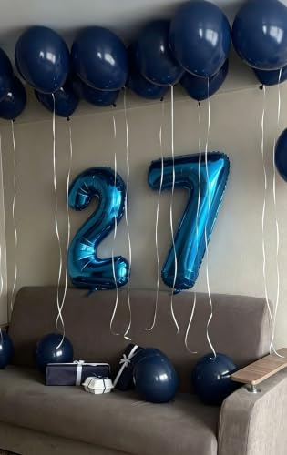 Image of Number Balloons 11 Balloon Dark Blue for 11th Birthday Decorations, 40 inch | Saturated Color, Large 40 in, With Inflation Straw & Hanging Hole, Great for Men's Party, Back-To-School Season, Pool Party