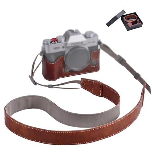 CamRebel X-T30 III Half Leather Case with Shoulder Strap for FUJIFILM X-T30 / X-T30 II/X-T30 III Retro Style Camera Case and Soft Shutter Release (Brown)