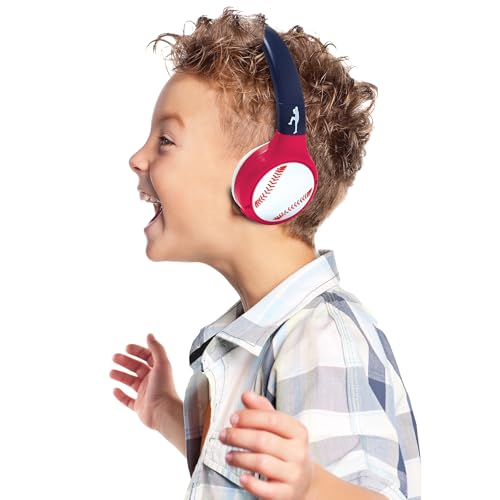 Image of LEXiBOOK, Baseball, 2-in-1 Bluetooth & Wired Headphones with Microphone and Control Buttons, Foldable and Adjustable, Long-Lasting Rechargeable Battery, HPBT010BL