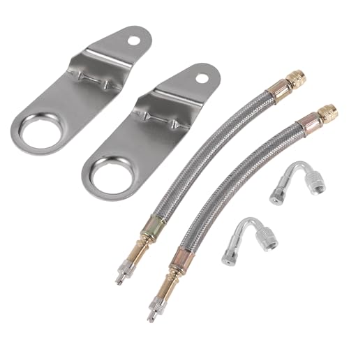 Motoforti 1 Set 45 Degree Copper Tire Valve Extension with Universal Stainless Steel 180mm Tyre Valve Inflation Adapter for Car Motorcycle RV Truck Bike