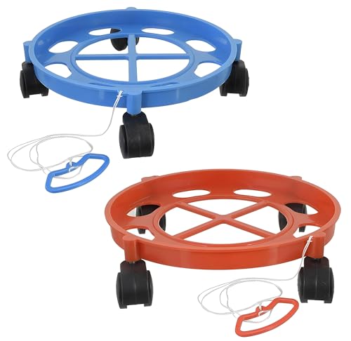 Image of Kuber Industries 2 Pieces LPG Cylinder Trolley Easily Movable Stand with Wheels Gas Cylinder Stands Gas Cylinder Trolley (Blue & Red)-KUBMART11184