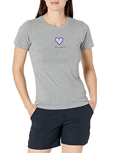 Life is Good Womens Vintage Crusher Positive Graphic T-Shirt, Heart Heather Gray, XXX-Large