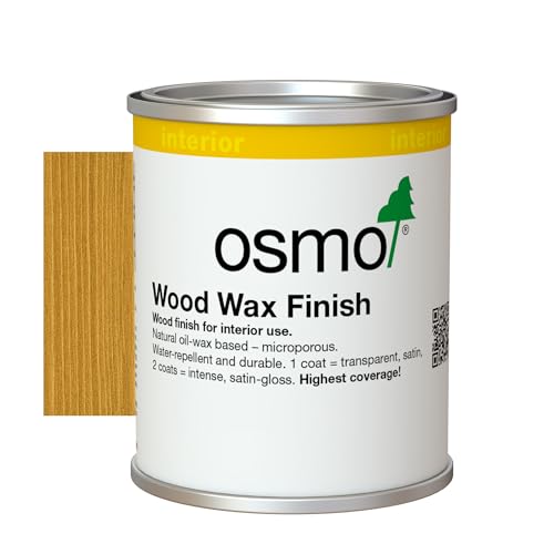 Osmo Wood Wax Finish 3164, Tester Size - Oak Satin Finish, 125ml - Durable Furniture Wax for Wooden Furniture, Water-Resistant, Wood Treatments - Ideal for Oak, Pine & More