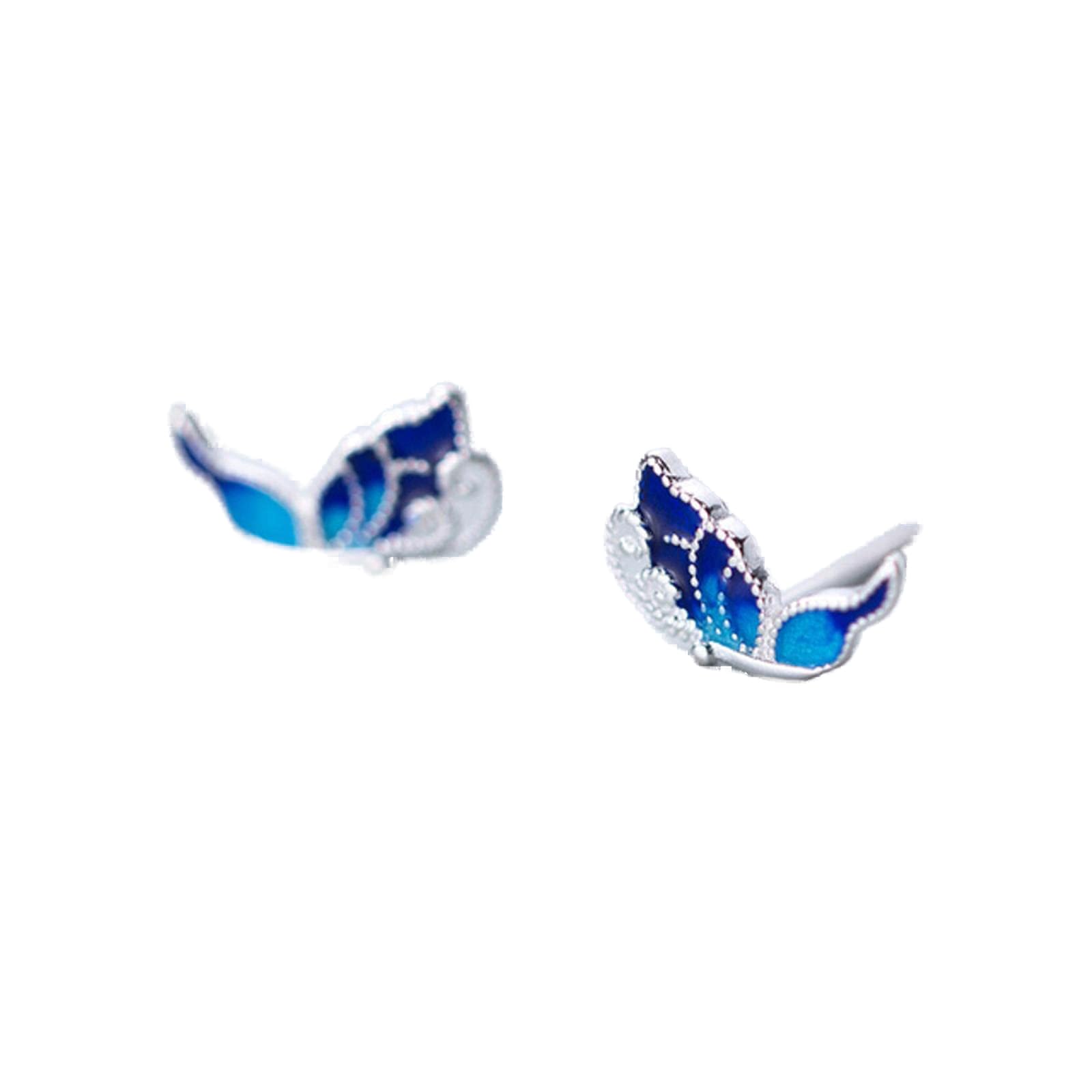 Orecchini A Farfalla In Lega E Cristallo – Blu, Regalo Donna, Gioielli Insetto Moda, Confezione Velluto