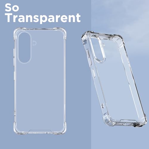 Image of Amazon Basics Back Cover for Samsung Galaxy A55 5G PC + TPU Clear Transparent Raised Edges Shockproof Protective Phone Bumper Case(Transparent)