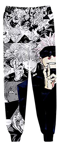 Siaoma Casual Anime 3D Print Sweatpants Unisex Elastic Waist Jogger Pants(Hua Gojo,Large) #TOP1