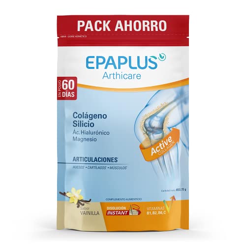 Epaplus Arthicare, Colágeno + Silicio + Ácido Hialurónico, Colágeno Hidrolizado Con Silicio Y Ácido Hialurónico, Disolución Instant Sabor Vainilla, Tratamiento 60 Días, 653,72G