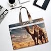 Desert Sand Camel Print Canvas Tote Document Office Shopping Commuting Business Trips Storage File Bag #2