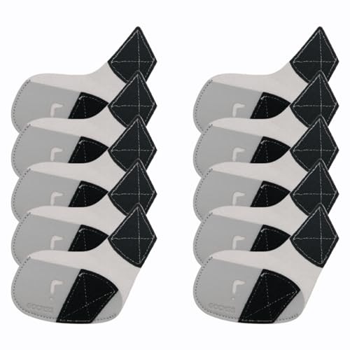 Image of I Golf Iron Headcovers 10pcs PU Fit Both Right-Handed Clubs Golf Club Protector for Titleist Callaway Ping Taylormade Fit More Brands Golf Iron. (Light Gray)