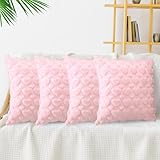 Mixweer 4 Set Valentines Pillow Covers Heart Throw Pillow Cases Valentines Decorative Cushion Pillowcase Gifts for Sofa Couch Home Anniversary Decorations(Pink,18 x 18 Inch)