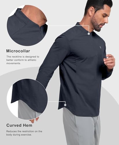 Little Donkey Andy Men's Golf Quarter Zip Pullover Mock Neck Lightweight Sun Protection Long Sleeve Fishing Shirt3