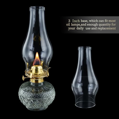 Image of Oil Lamp Chimney Replacement,3 Inch Fitter x 8.3 Inch Tall Kerosene Lamp Globe,Clear Glass Light Globe,Hurricane Lamps Globes Shade Cover,Glass Chimney for Oil Lamps for Indoor Use