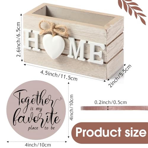 Queekay Untersetzer aus Holz in Herzform für Getränke, 6er-Set, Bauernhaus-Untersetzer mit Halter, lustig für Familie, Couchtisch, 10,2 cm… – Ansicht 2