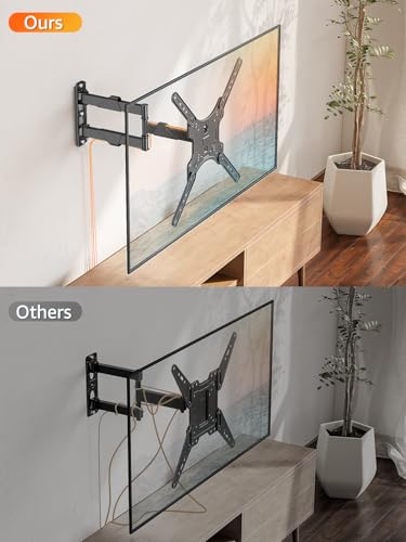 ELIVED TV Wall Mount for Most 26-60 Inch TVs, Swivel and Tilt Full Motion TV Mount with Single Stud Perfect Center Design, Wall Mount Bracket Max VESA 400x400mm, Corner Mount Holds up to 77 lbs.