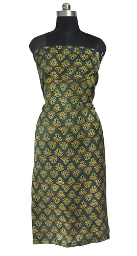 Image of Ethnics of Kutch Womens's Ajrakh Modal Silk Natural Dye Hand Block Print Unstitched Kurta Fabric
