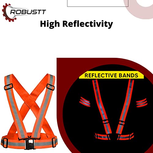 Image of Robustt High Visibility Protective Safety Reflective Vest Belt Jacket, Night Cycling Reflector Strips Cross Belt Stripes Adjustable Vest Safety Jacket