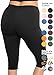 STRETCH IS COMFORT Women's Cotton Knee Length Leggings Black Large
