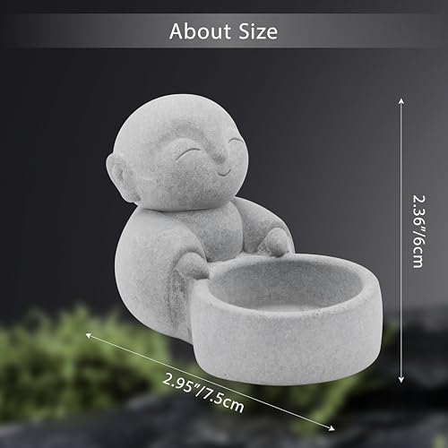Image of Buddha Statues with Candle Holder Zen Monk Candle Holder Zen Monk Buddha Statue Praying Sculptures Ornament for Wealth Good Luck Feng Shui Decor Home Office Car Decoration