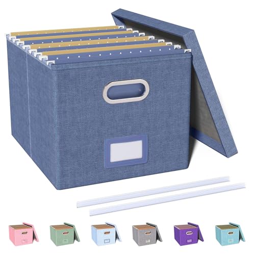 Oterri File Organizer with Lid, File Box, File Cabinet for Letter File Folder Storage, Hanging File Organizer for Office/Decor/Home,Document Organizer