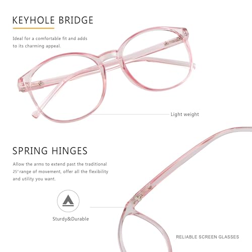 Image of Vintage Round Progressive Multifocal Presbyopic Glasses, Photochromic Gray Sunglasses for Men Women Readers (Clear Pink,+0.00 /+3.00 Magnification)