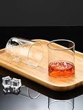 RYHMHA Japońskie kryształowe szklanki Fujiyama do whisky, zestaw 2 szt., 350 ml, staromodny kieliszek do whisky do koniaku, martini, koktajli, rumu, piwa (przezroczysty)