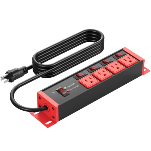 Image of CCCEI 12 Gauge Heavy Duty Surge Protector, Red, 6FT, 1