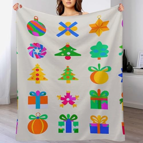 Couverture Noël flanelle douce : plaid léger imprimé lit et canapé
