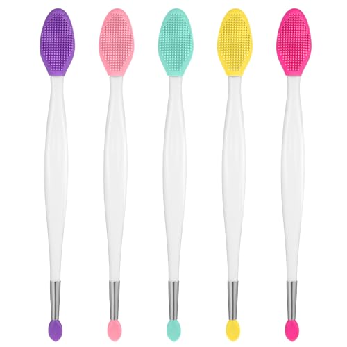 5 Stück Silikon Peeling Lippenpinsel Silikon Lippenbürste Doppelseite Nase Saubere Bürste Weicher Lippenpinsel Mitesser Bürsten für Männer Und Frauen Aufhellende Dunkle Lippen