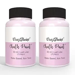 CrafTreat?Lush Lilac Chalk Paint for Wood Furniture, Wall, Home Decor, Glass, DIY Craft - Matte Acrylic Chalk Paint?| Pink Multi Surface Paint - 60ml Each | Pack of 2